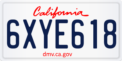 CA license plate 6XYE618