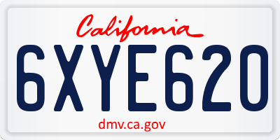 CA license plate 6XYE620