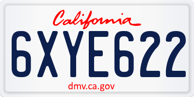 CA license plate 6XYE622