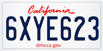 CA license plate 6XYE623