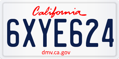 CA license plate 6XYE624