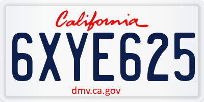 CA license plate 6XYE625