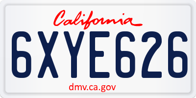 CA license plate 6XYE626