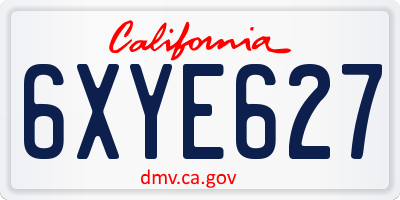 CA license plate 6XYE627