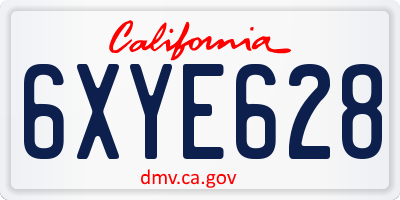 CA license plate 6XYE628