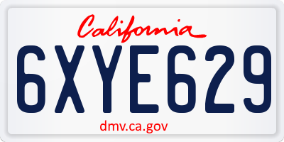 CA license plate 6XYE629