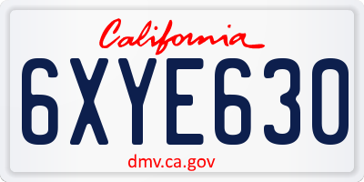 CA license plate 6XYE630