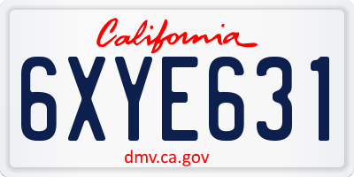 CA license plate 6XYE631