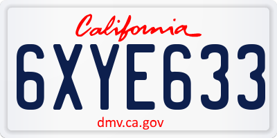 CA license plate 6XYE633