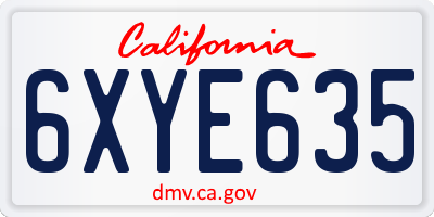 CA license plate 6XYE635