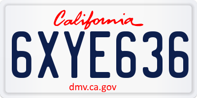 CA license plate 6XYE636