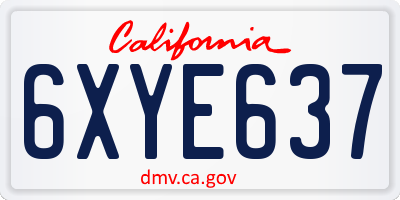 CA license plate 6XYE637