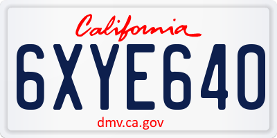 CA license plate 6XYE640