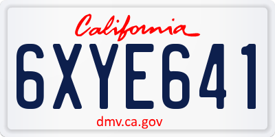 CA license plate 6XYE641