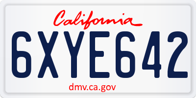 CA license plate 6XYE642