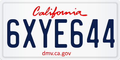 CA license plate 6XYE644