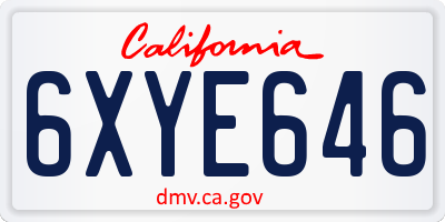 CA license plate 6XYE646
