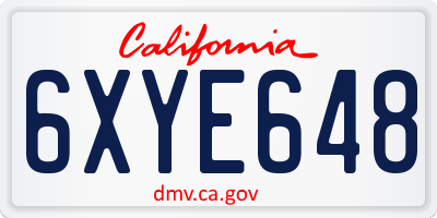 CA license plate 6XYE648