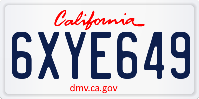 CA license plate 6XYE649