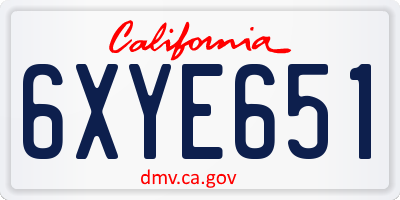 CA license plate 6XYE651