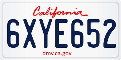 CA license plate 6XYE652