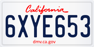 CA license plate 6XYE653