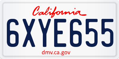 CA license plate 6XYE655