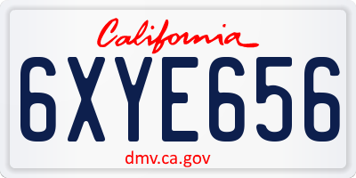 CA license plate 6XYE656