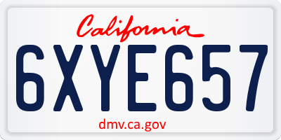 CA license plate 6XYE657