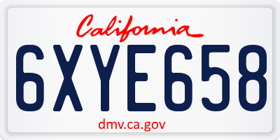CA license plate 6XYE658