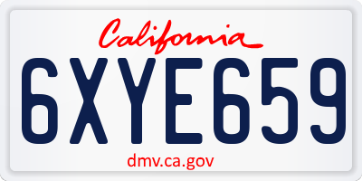 CA license plate 6XYE659
