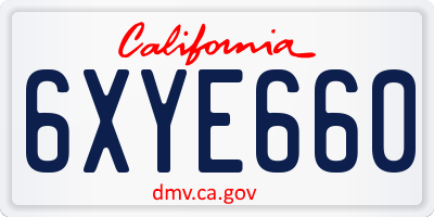 CA license plate 6XYE660
