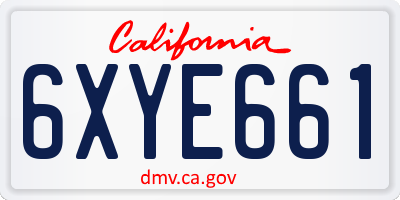 CA license plate 6XYE661
