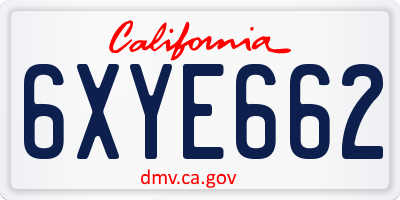 CA license plate 6XYE662