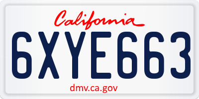 CA license plate 6XYE663
