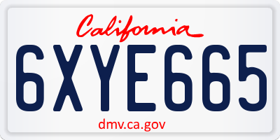 CA license plate 6XYE665