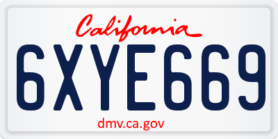 CA license plate 6XYE669