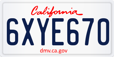 CA license plate 6XYE670