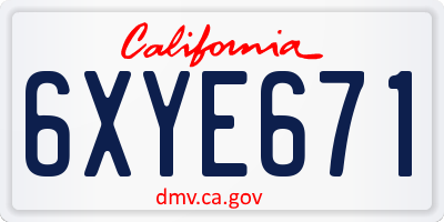 CA license plate 6XYE671