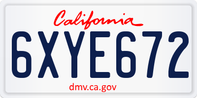 CA license plate 6XYE672