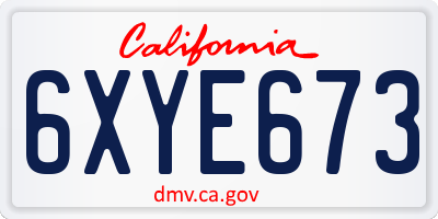 CA license plate 6XYE673