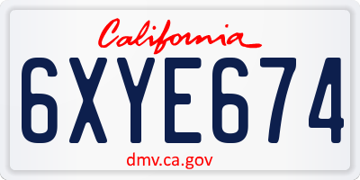 CA license plate 6XYE674