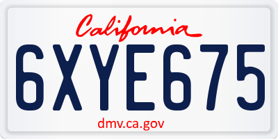 CA license plate 6XYE675