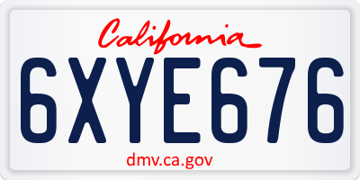 CA license plate 6XYE676