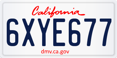 CA license plate 6XYE677