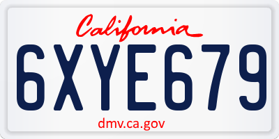 CA license plate 6XYE679