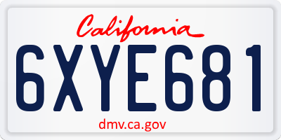 CA license plate 6XYE681