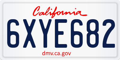 CA license plate 6XYE682