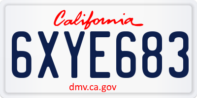 CA license plate 6XYE683