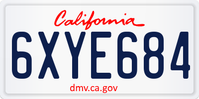 CA license plate 6XYE684